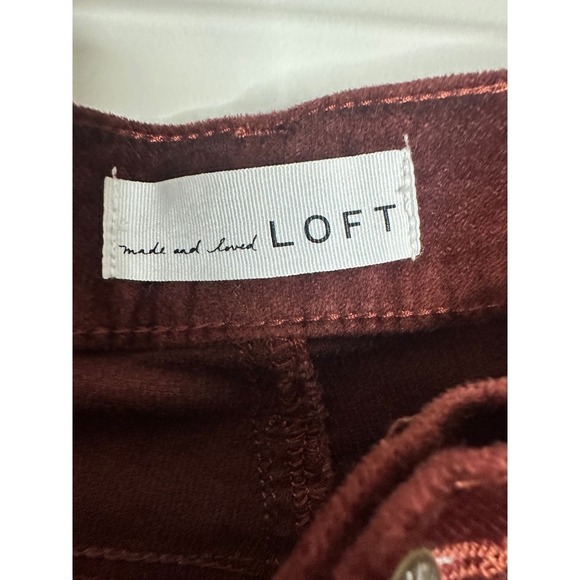 LOFT Women's Corduroy Pants Size 29/8 Burgundy High Rise Casual Trousers - Picture 2 of 5